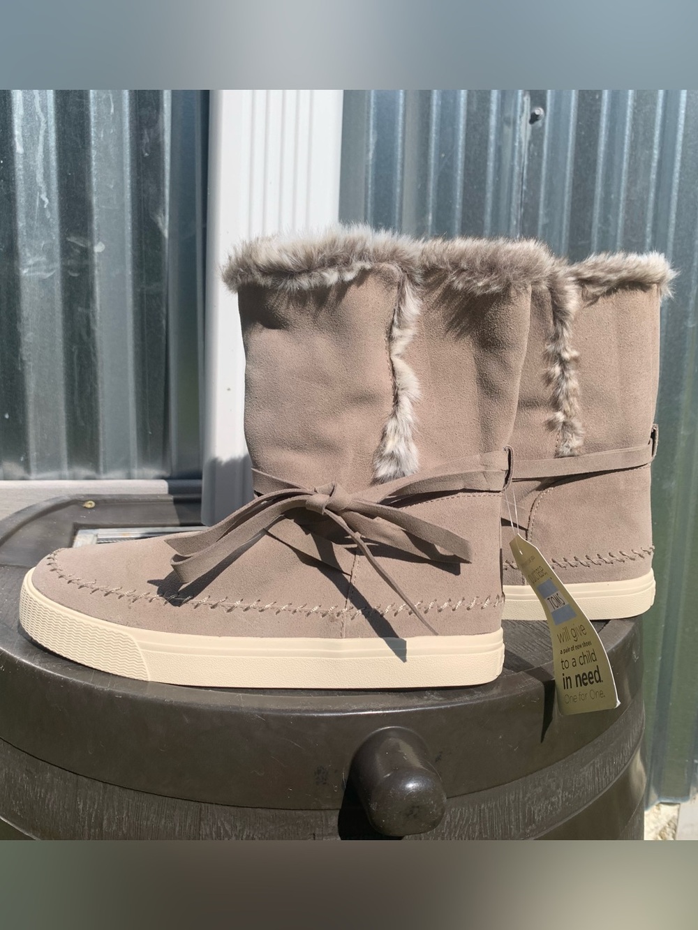 Toms Woman’s Vista Suede Faux-Fur Trim Mid-Calf Boots